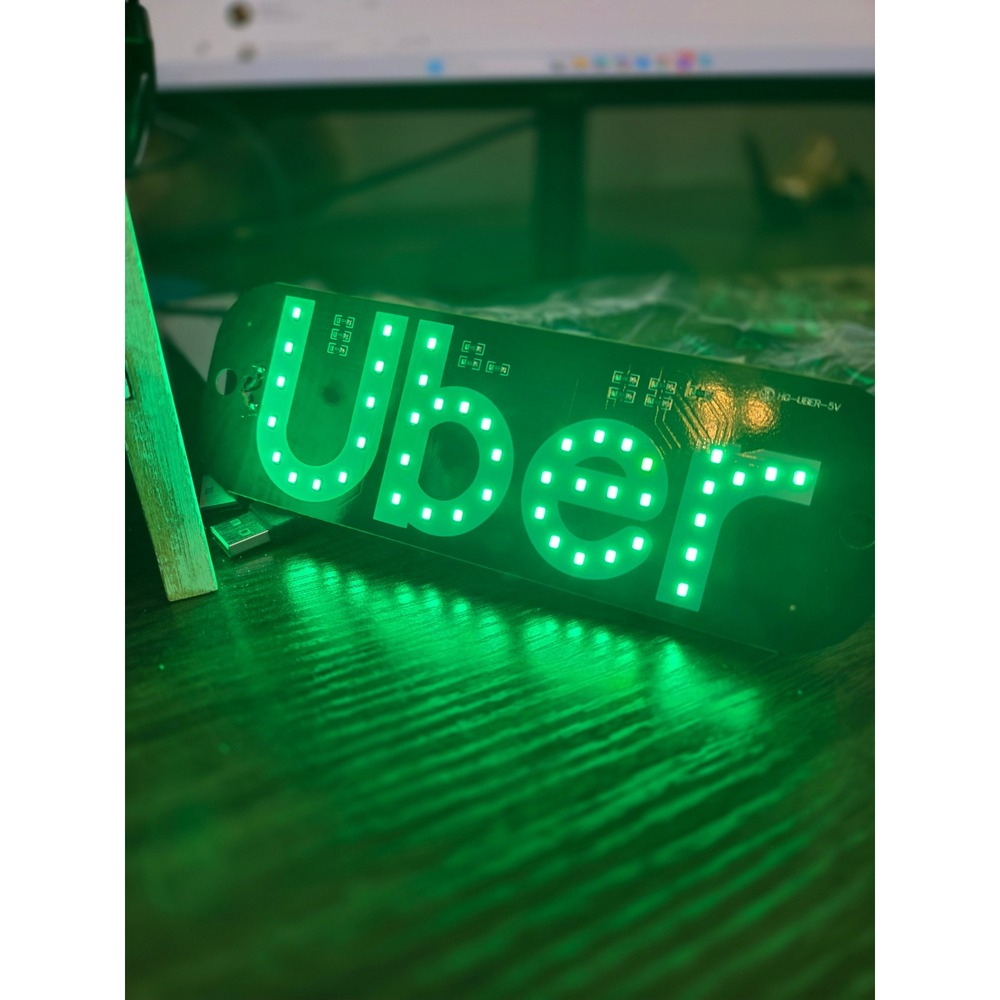 Rideshare LED Light Sign Green Rideshare Car Windshield USB Powered